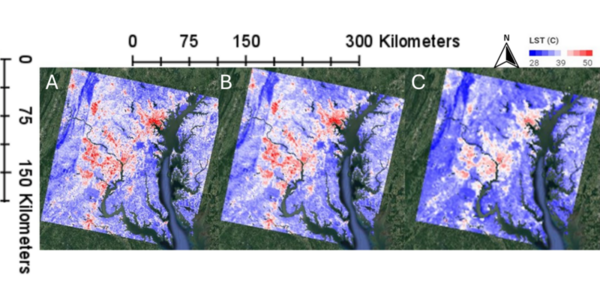 Using satellite surface temperature data to monitor urban heat island